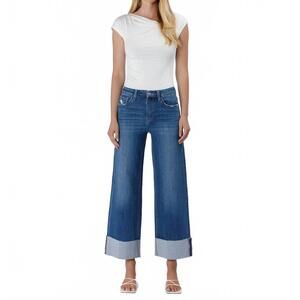 NEW LOVERVET high rise cuffed ankle wide leg jeans in upstate